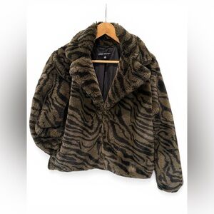Catherine Malandrino Zebra Print Teddy Jacket